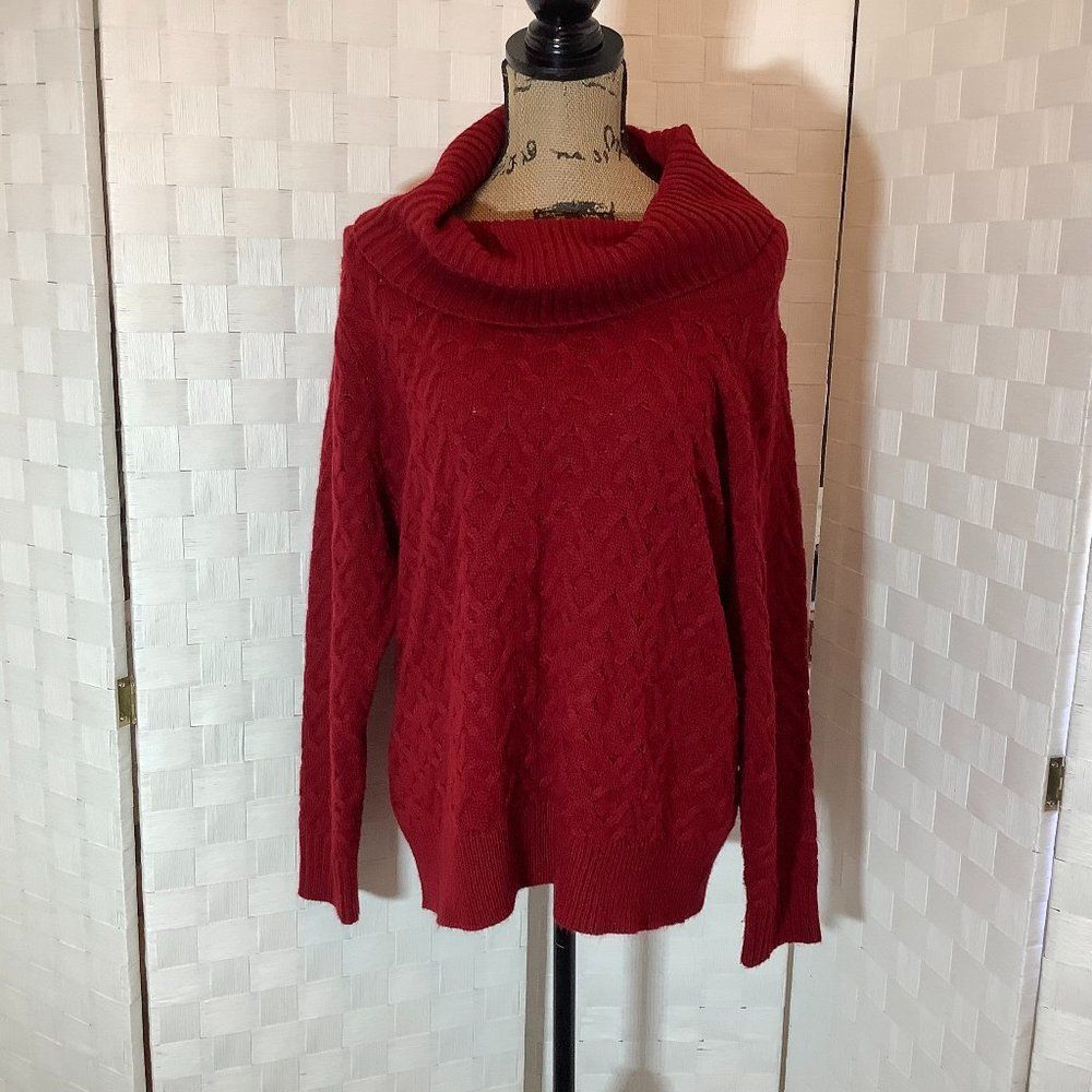 89th & madison red turtleneck knit sweater size 1X